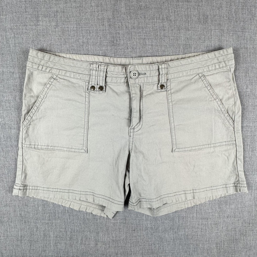 PrAna Shorts Womens 6 Gray Cotton Twill Chino Flat Front Casual Summer